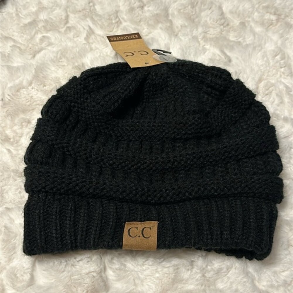 C.C Black Beanie Regular Style hat NWT